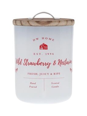 DW Home Wild Strawberry & Nectarine Scented Candle - Wooden Lid - NEW